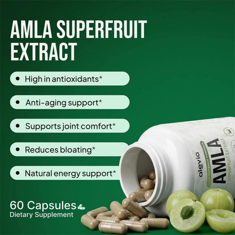 2 X Alevia Organic Amla Capsules 1000mg Indian Gooseberry Antioxidant Supple 60c