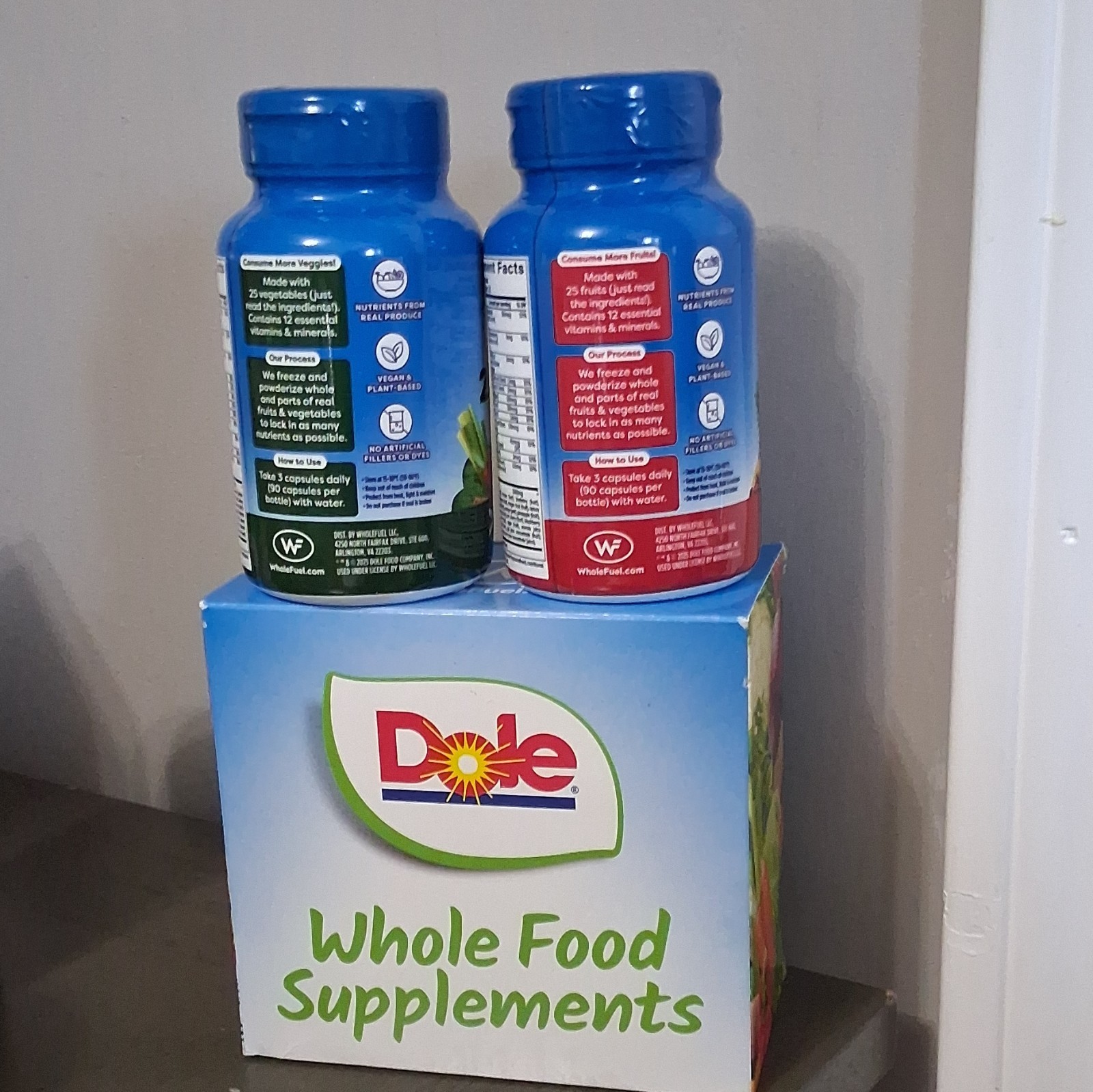 Dole Whole Food Supplement 25 Veggies + 25 Fruits Vegan Plant-Based Capsules