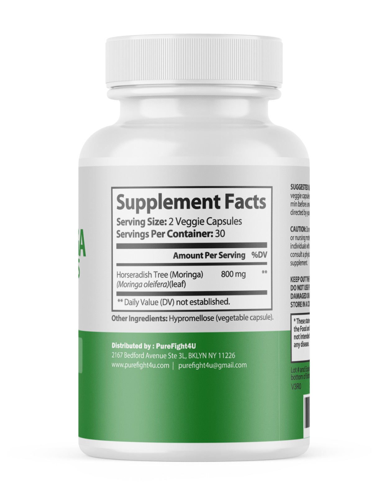Moringa Capsules 100% Pure, Supports Overall Wellness – Supplement | 3 Bottles