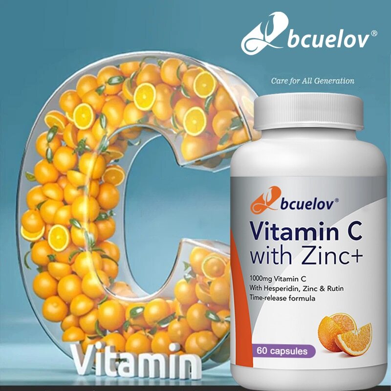 Vitamin C 1000mg – 30/60/120Capsules With Hesperidin,Zinc & Rutin Immune Support