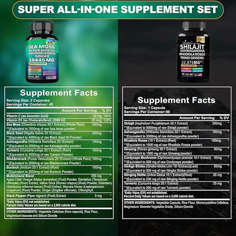 Tarmya’s Shilajit and Sea Moss Bundle Supplements
