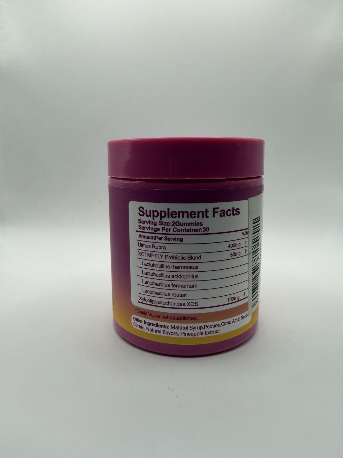 XOTMPFLY Women’s Probiotic + Slippery Elm Pineapple Gummies, 60 Ct, 400mg