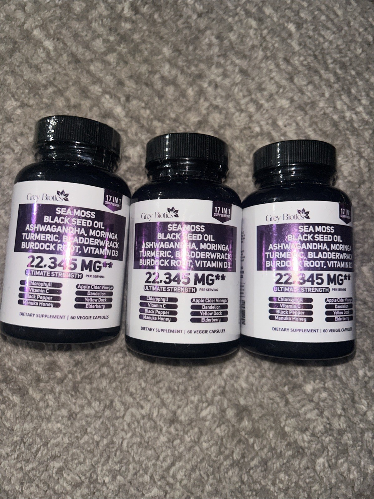 3x Grey Biotics 17 in 1 Supplements 60ct (180 Total) Exp 01/2026