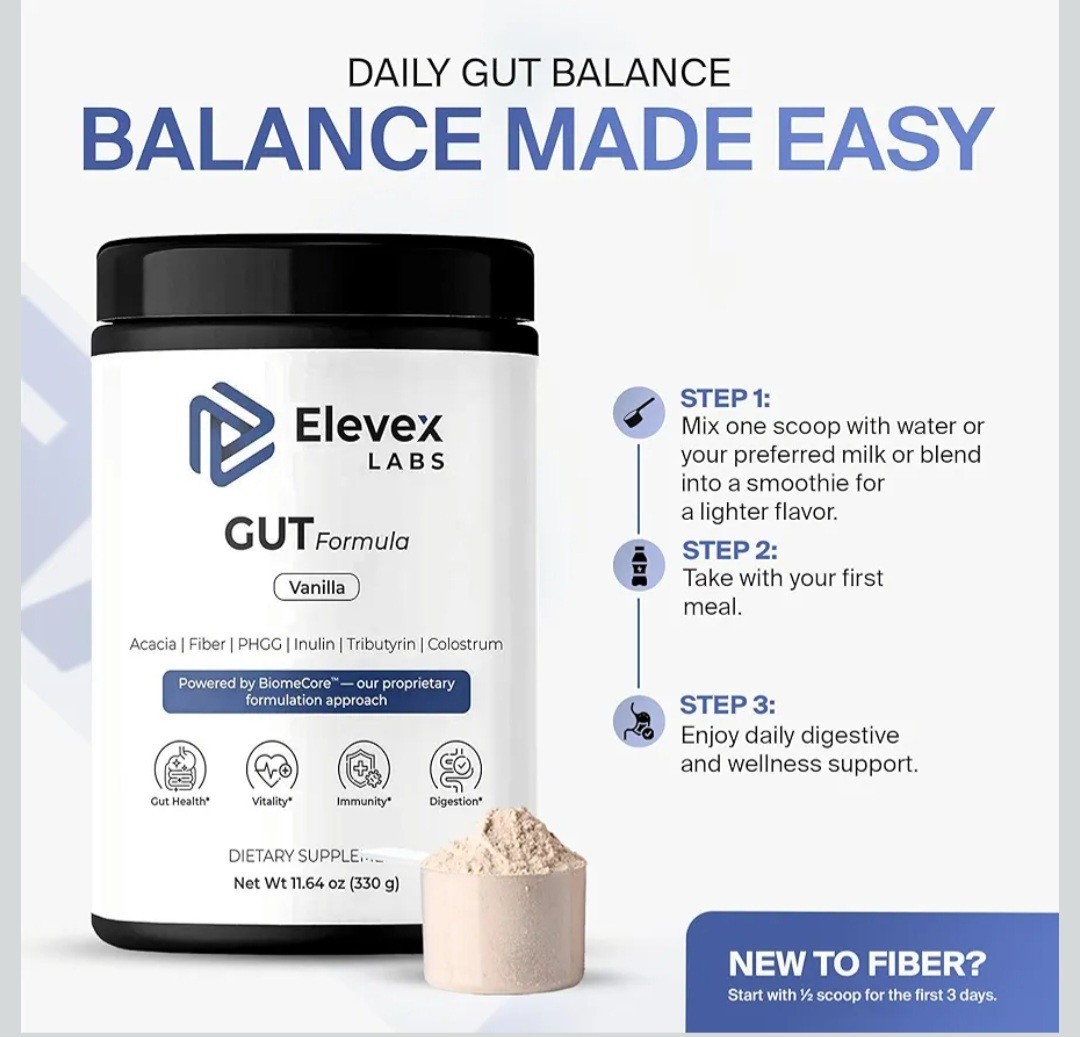 Elevex Gut Health Powder – 3g Colostrum (30% IgG) + Tributyrin 30 Servings 09/27