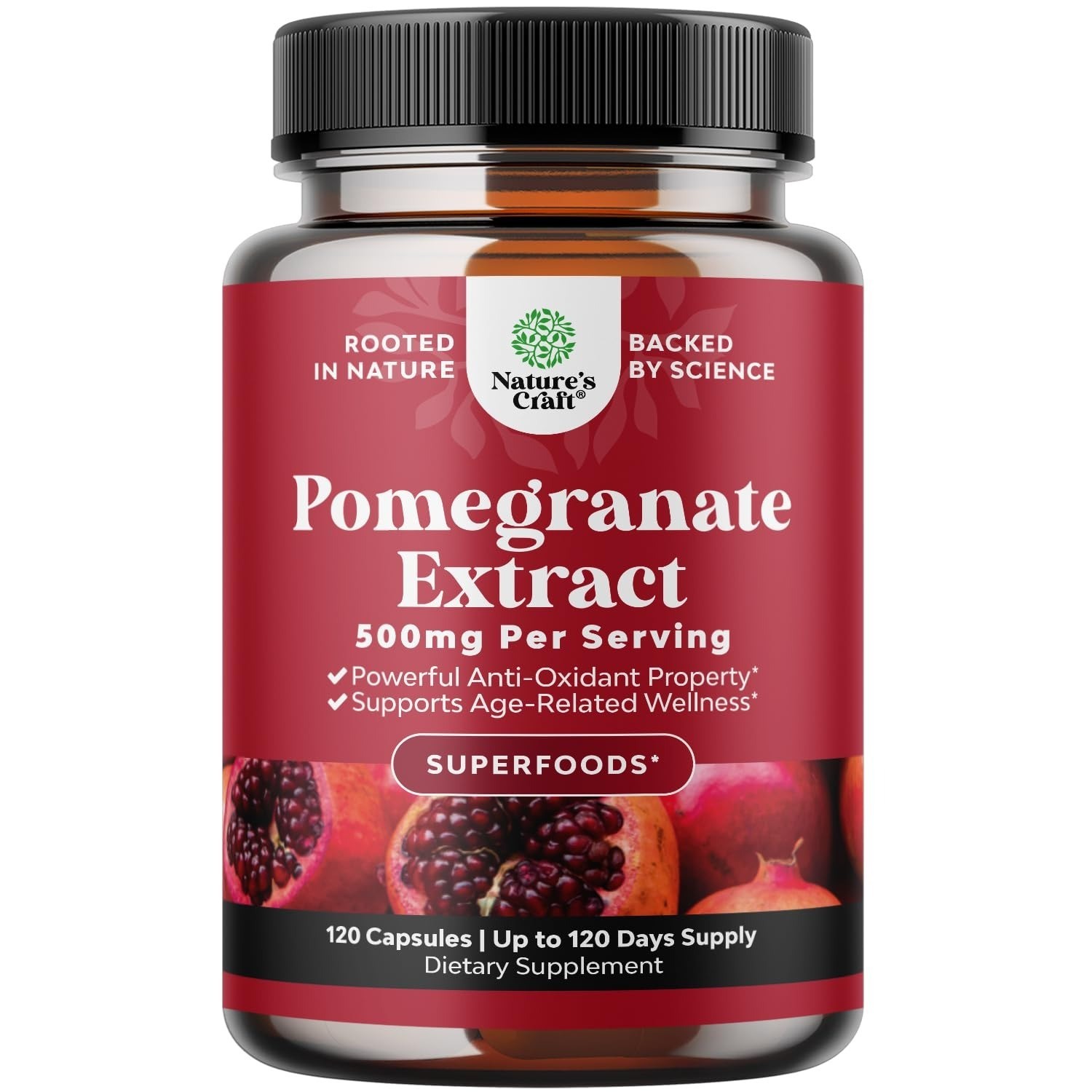 Natures Craft Pomegranate Extract Capsules – 500mg Antioxidant Support