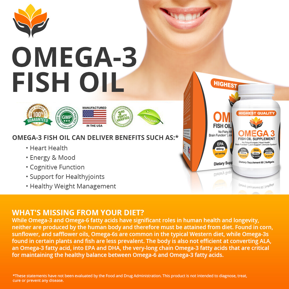 Me First Living Fish Oil 2000 MG Omega 3, 800mg EPA, 400mg DHA – 60 Softgels