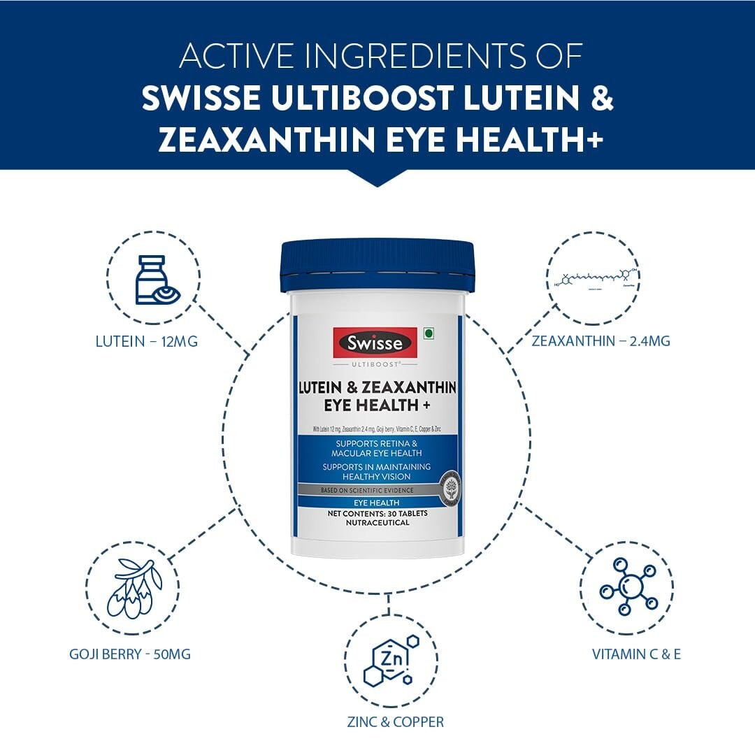 Swisse Eye Health+ with Lutein & Zeaxanthin Reduces Digital Strain – 30 Tablets