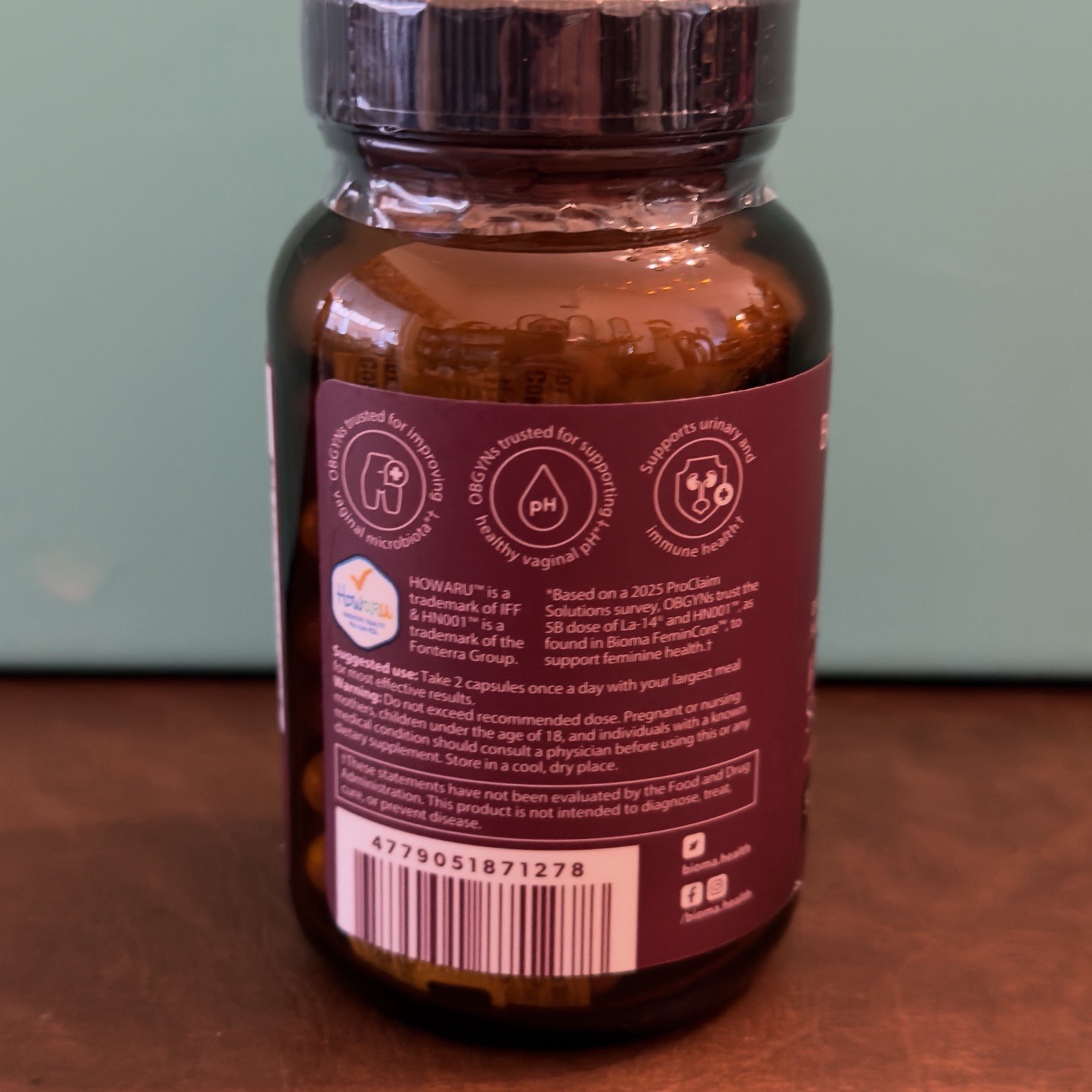 BIOMA Synbiotic Feminine & Urinary Tract Wellness 60 Caps Exp 10/2027