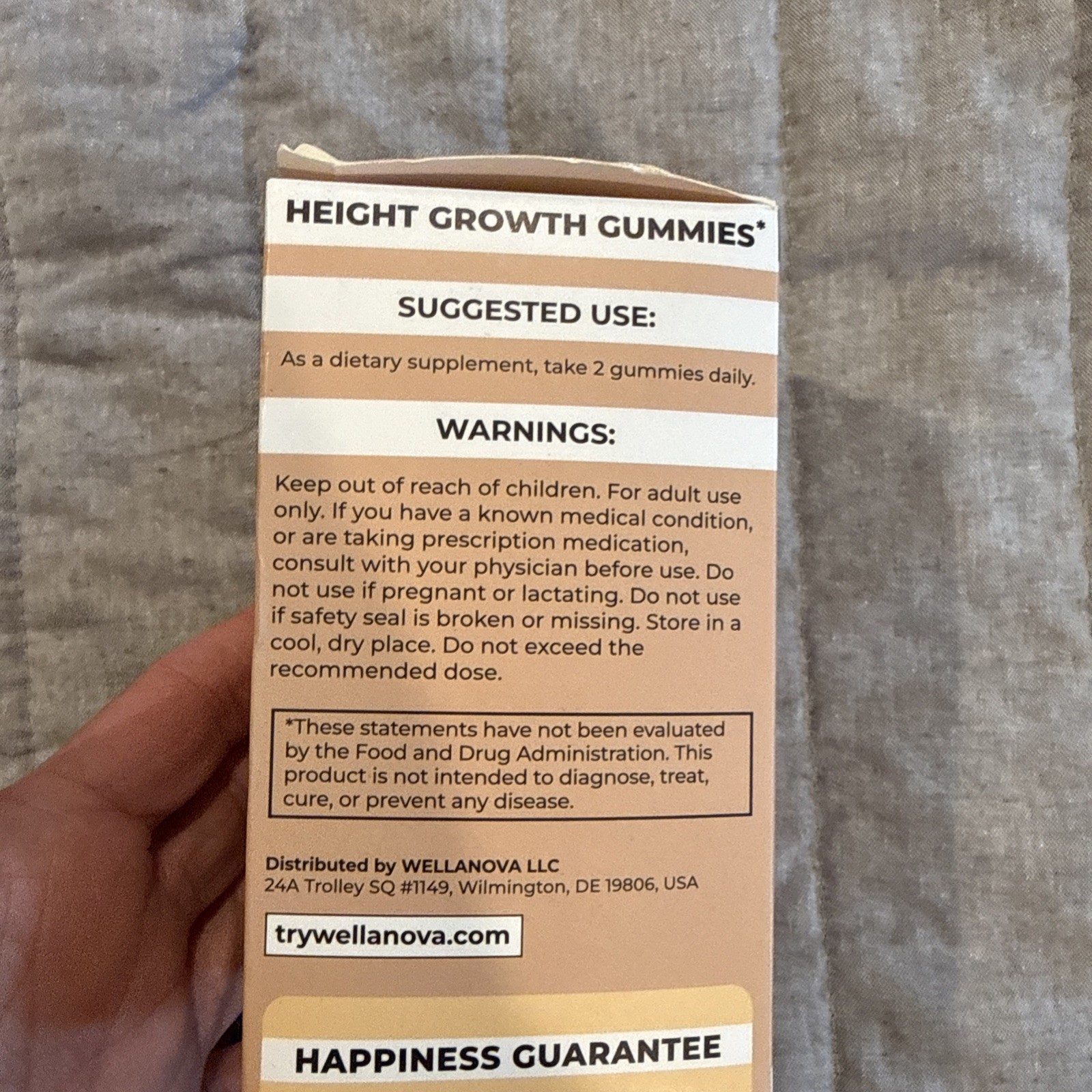 Wellanova Height Growth Gummies Watermelon Vegan 60 Count Dietary Supplement