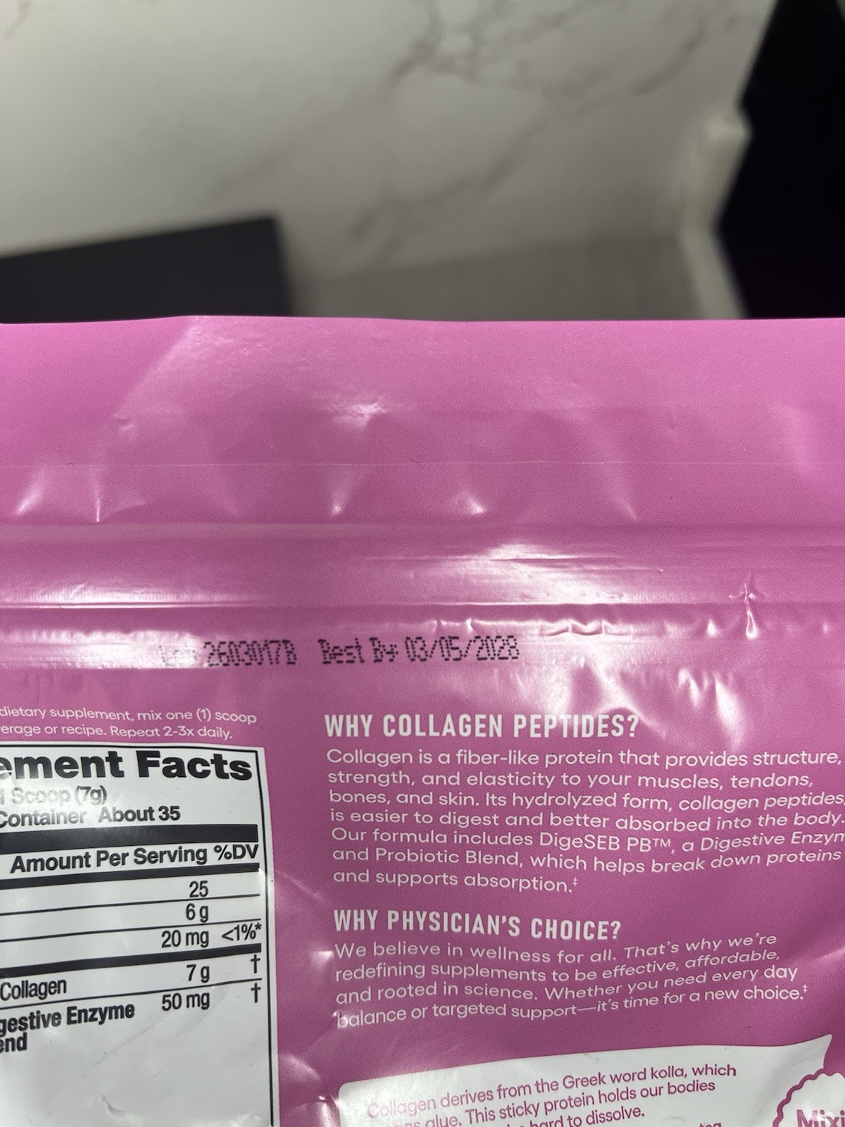 Physician’s Choice Collagen Peptides + Colostrum Powder Exp 03/2028