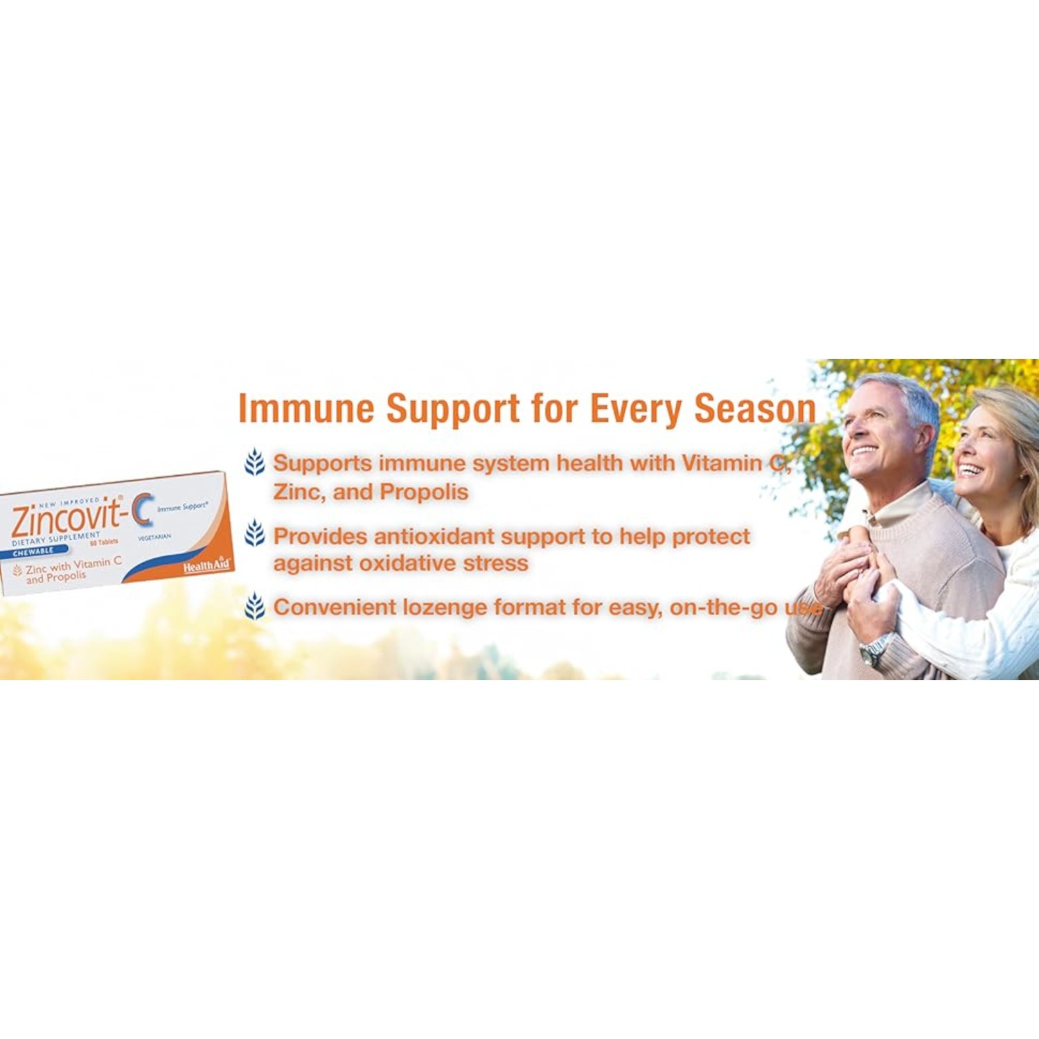 HealthAid Zincovit?C,Vitamin C,Zinc&Propolis Lozenges,60Chewable VegTabs