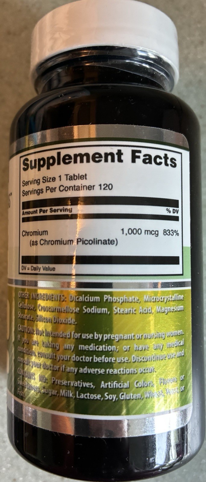 2 Bottles Of Chromium Picolinate. 1000 Mcg Per Serving, 120 Servings Per Bottle.