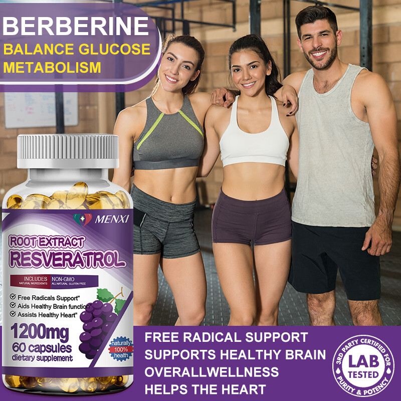 Resveratrol Capsules 1200mg Serving Vegan Capsules Anit-Aging and Cardiovascular