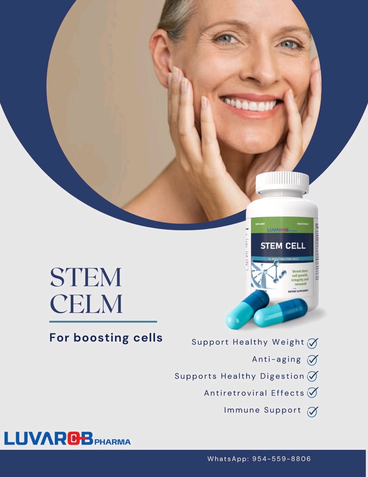 LUVAROBpharma Stem Cell Supplement 60 Capsules Enzyme & Collagen Formula