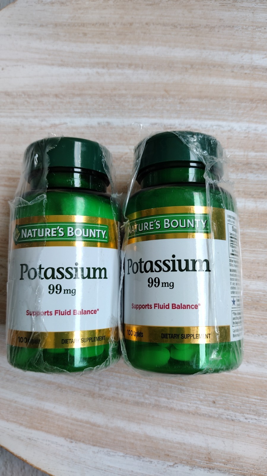 2 Pack Nature’s Bounty Potassium 99 mg 100 Caplets Each Exp 8/2026