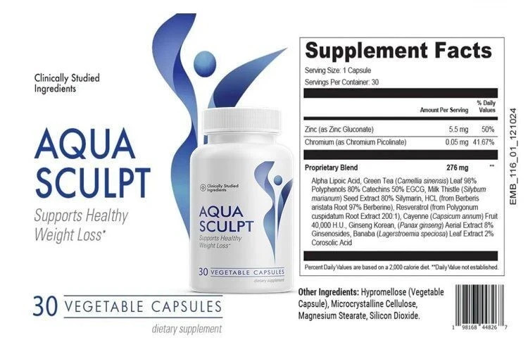 AQUA SCULPT Supports Healthy Weight Loss 30 Caps – Dietary Supplement EXP 01/27