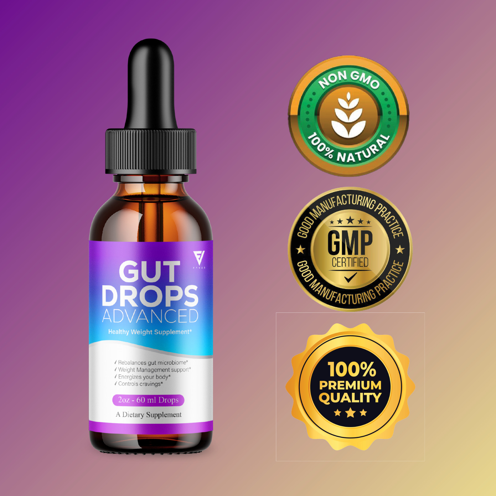 (5 Pack) Gut Drops Supplement GutDrops Maximum Strength Overall Wellness (10oz)