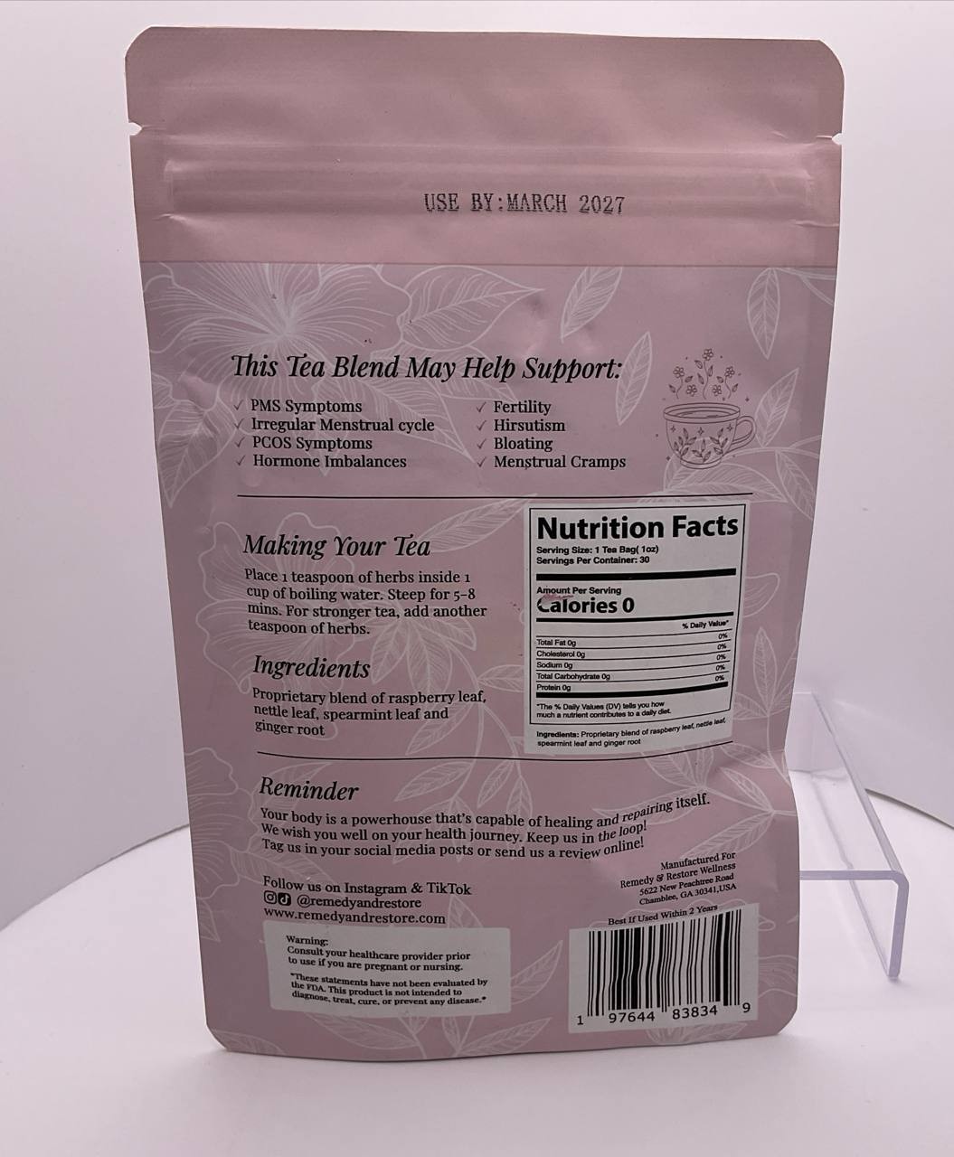 Remedy & Restore Hormone Balance Tea Herbal Blend 30 Cups