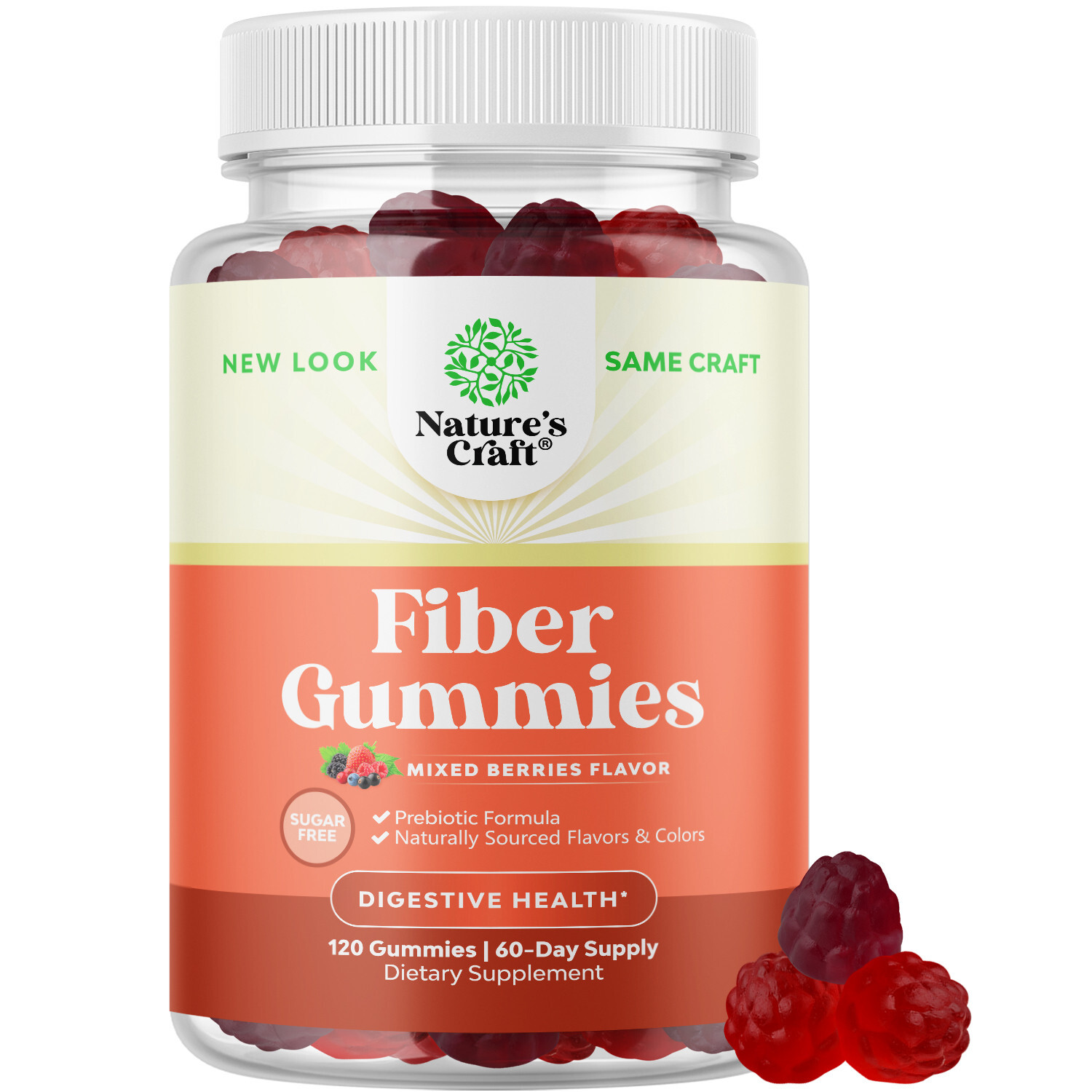 Sugar Free Fiber Gummies for Adults – High Fiber Supplement with Prebiotic 120ct