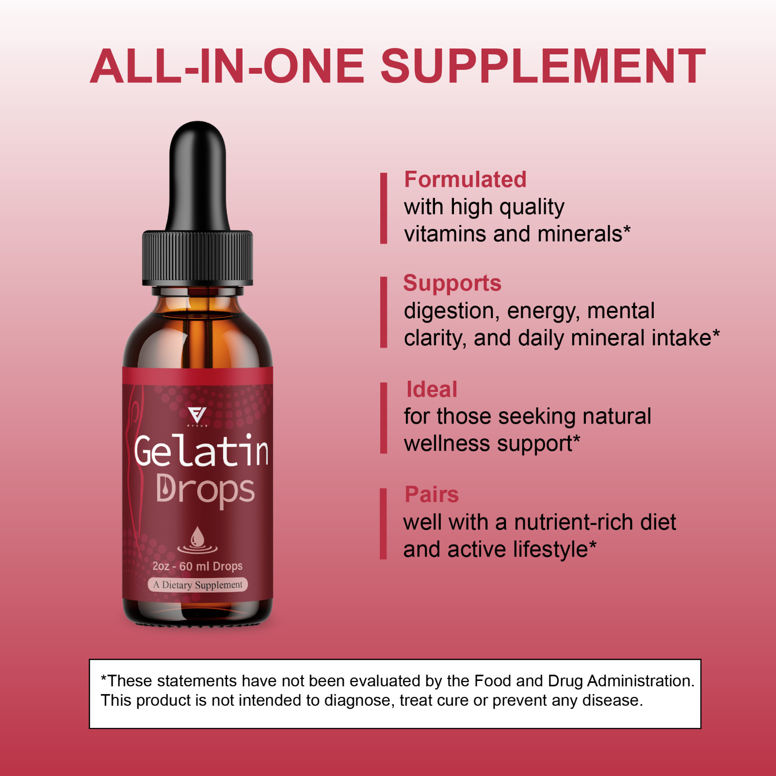 (2 Pack) Gelatin Weight Support Drops, GelatinDrops Metabolism Boost (4oz)