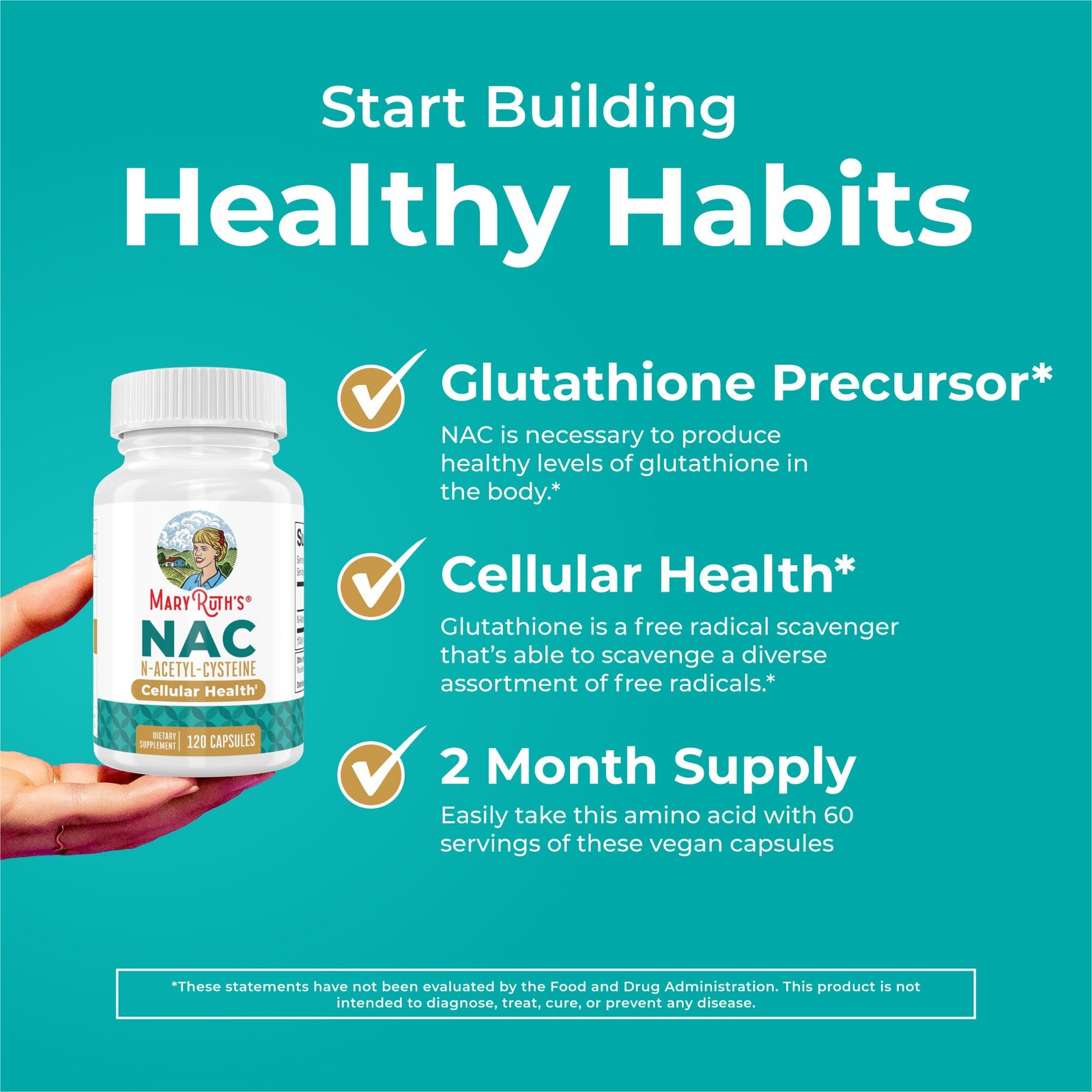 MARYRUTH’S Organics NAC Supplement N-Acetyl Cysteine | 120 Count (Pack of 1)