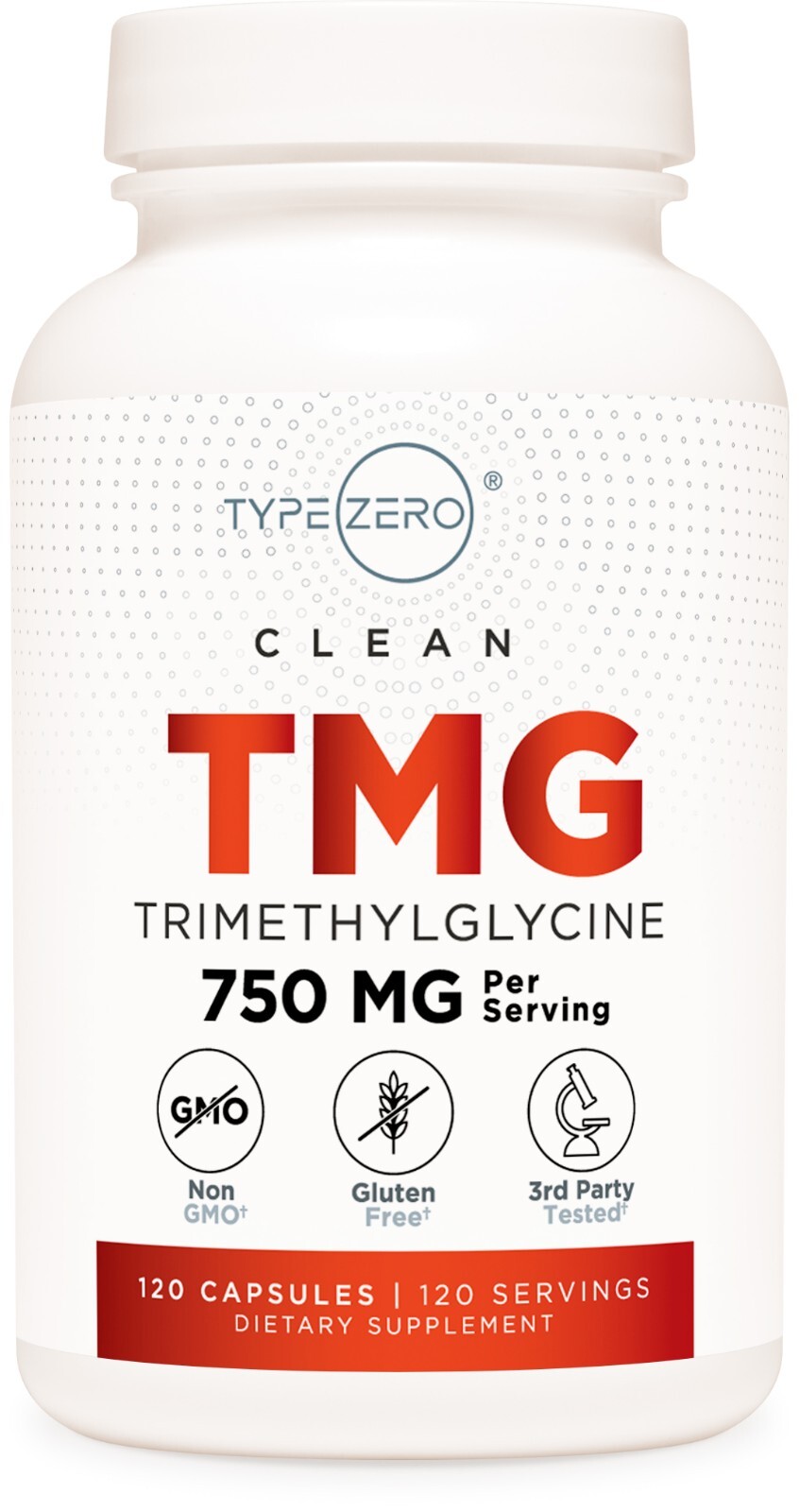 Type Zero Clean TMG (Trimethylglycine) 120 Capsules, 750mg Per Serving