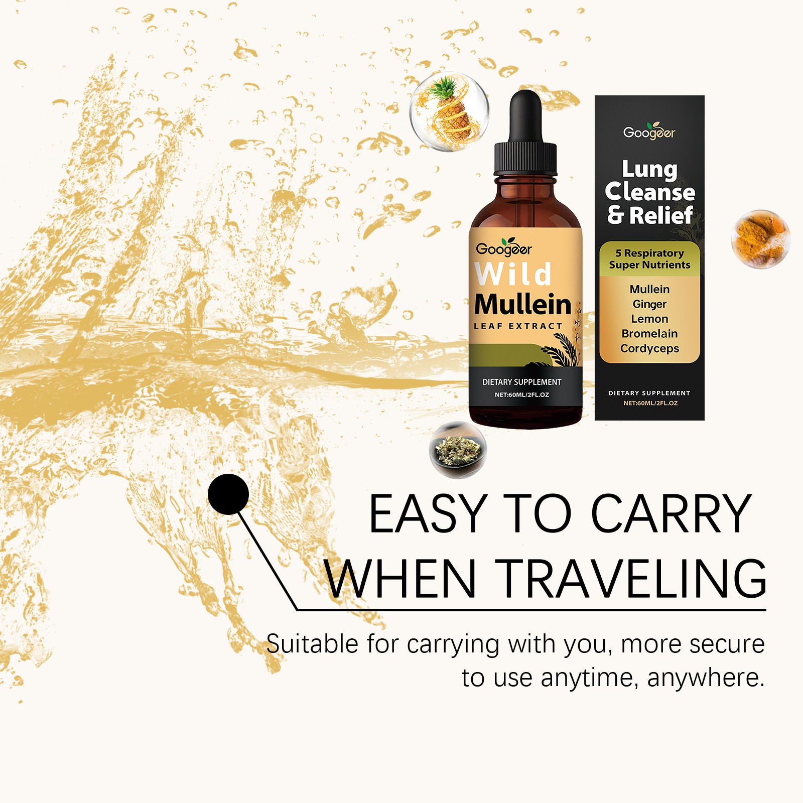 Herbal Leaf Extract Organic for Lung Natural Lung Cleanse Drops Wild Mullein, US