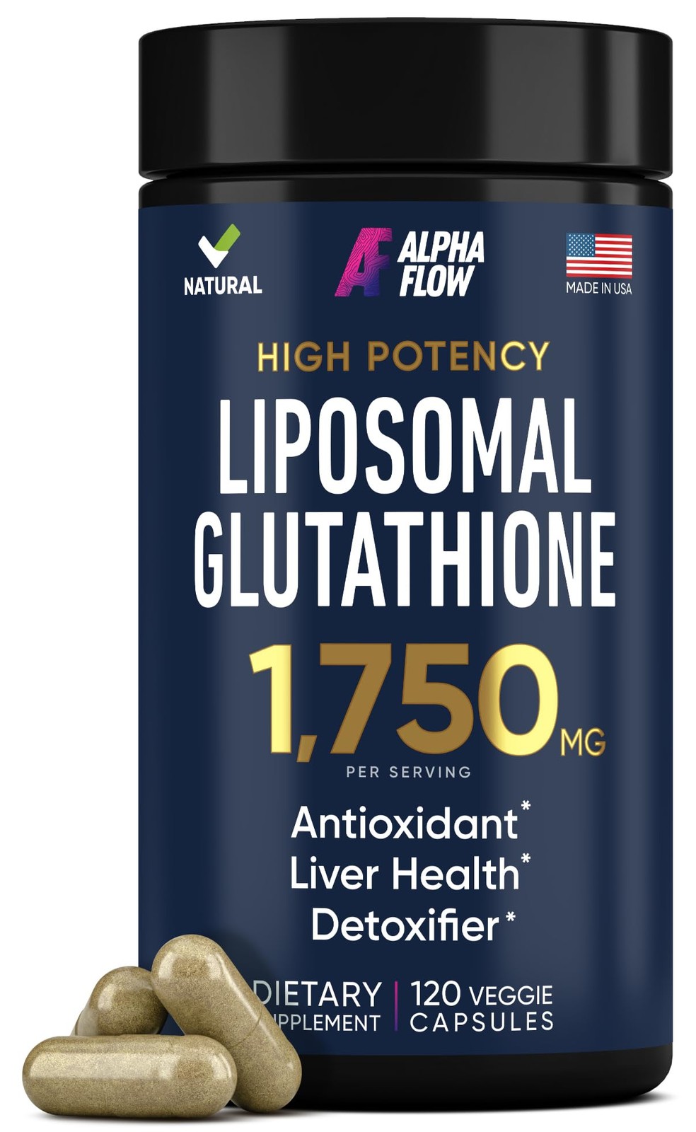 Liposomal Glutathione Supplement 1000MG + 750MG- 120 Count (Pack of 1)