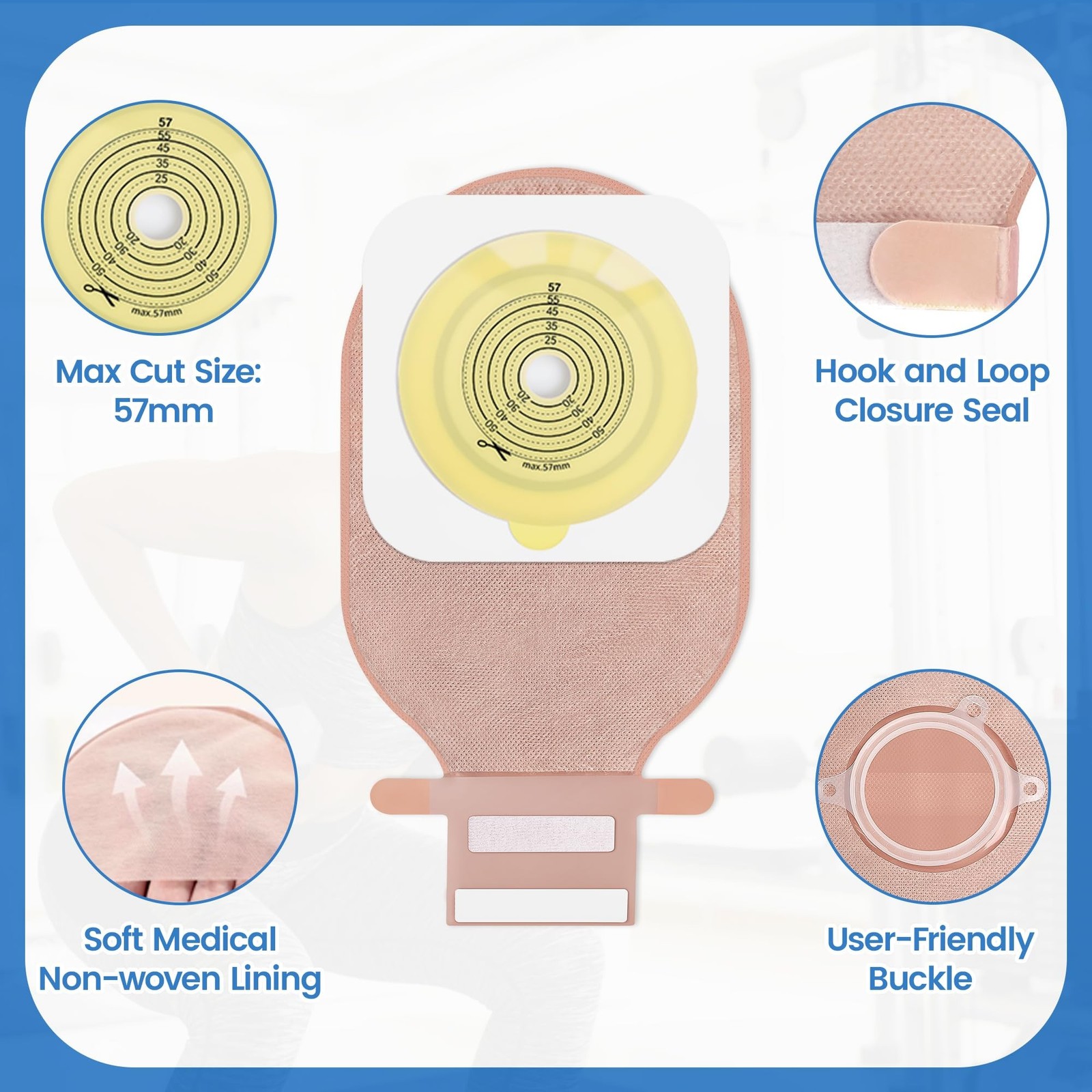 100 Count) 68 Colostomy Bags+32 Barriers, Two-Piece System with Hook and Loop…