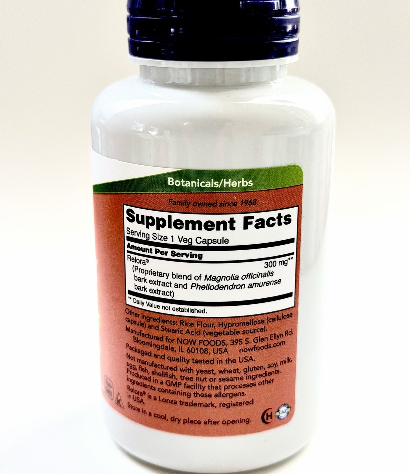 NOW Relora 300mg Stress & Appetite Control Vegan Non-GMO 120 EXP 07/2027