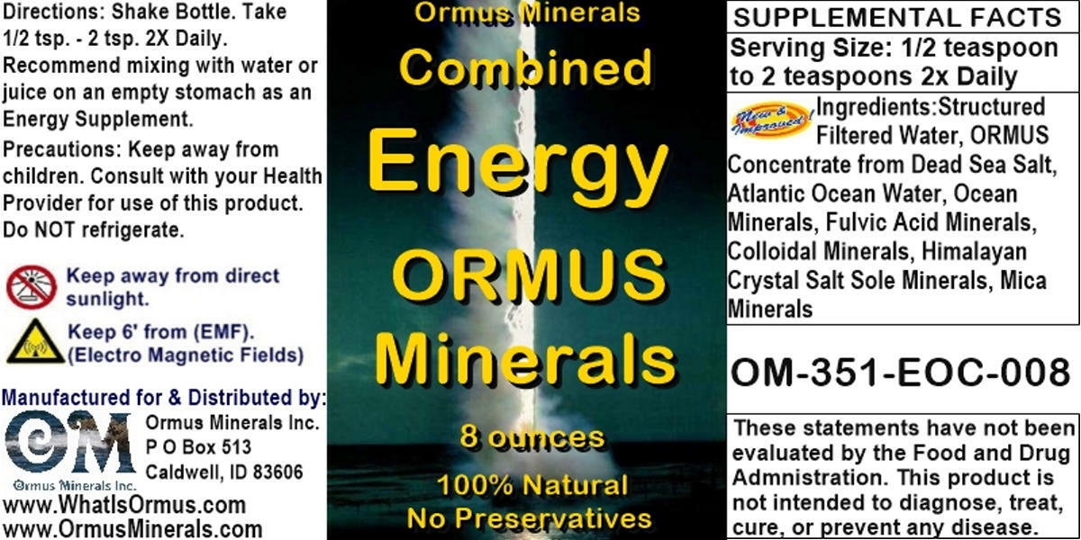 Combined Energy Ormus Mental Health Clarity Vision Immunity Aches Pains 32oz