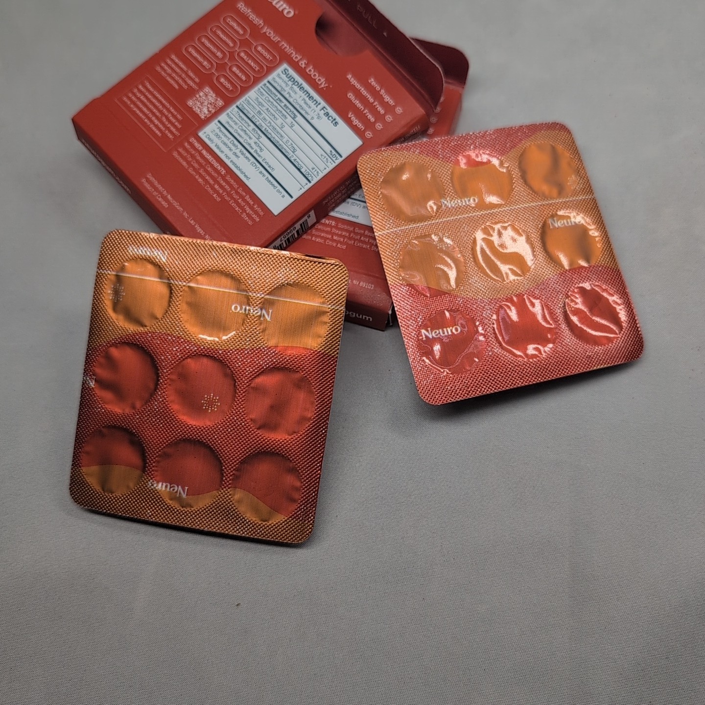 2 Neuro Gum CINNAMON Caffeine B-12, Exp 03/27