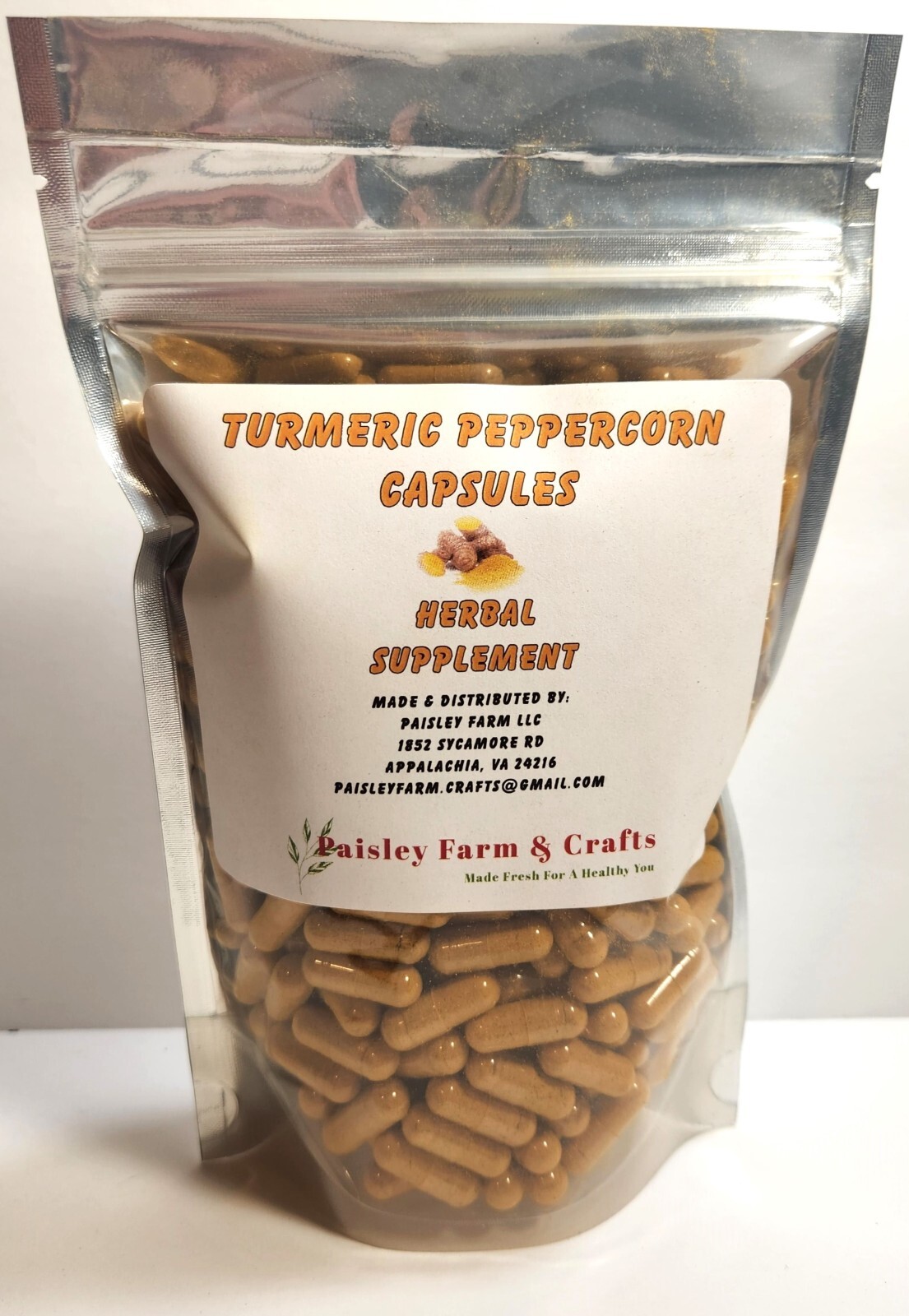 Ground Turmeric Root Powder w/Ground Peppercorn Capsules – MADE FRESH ON DEMAND!