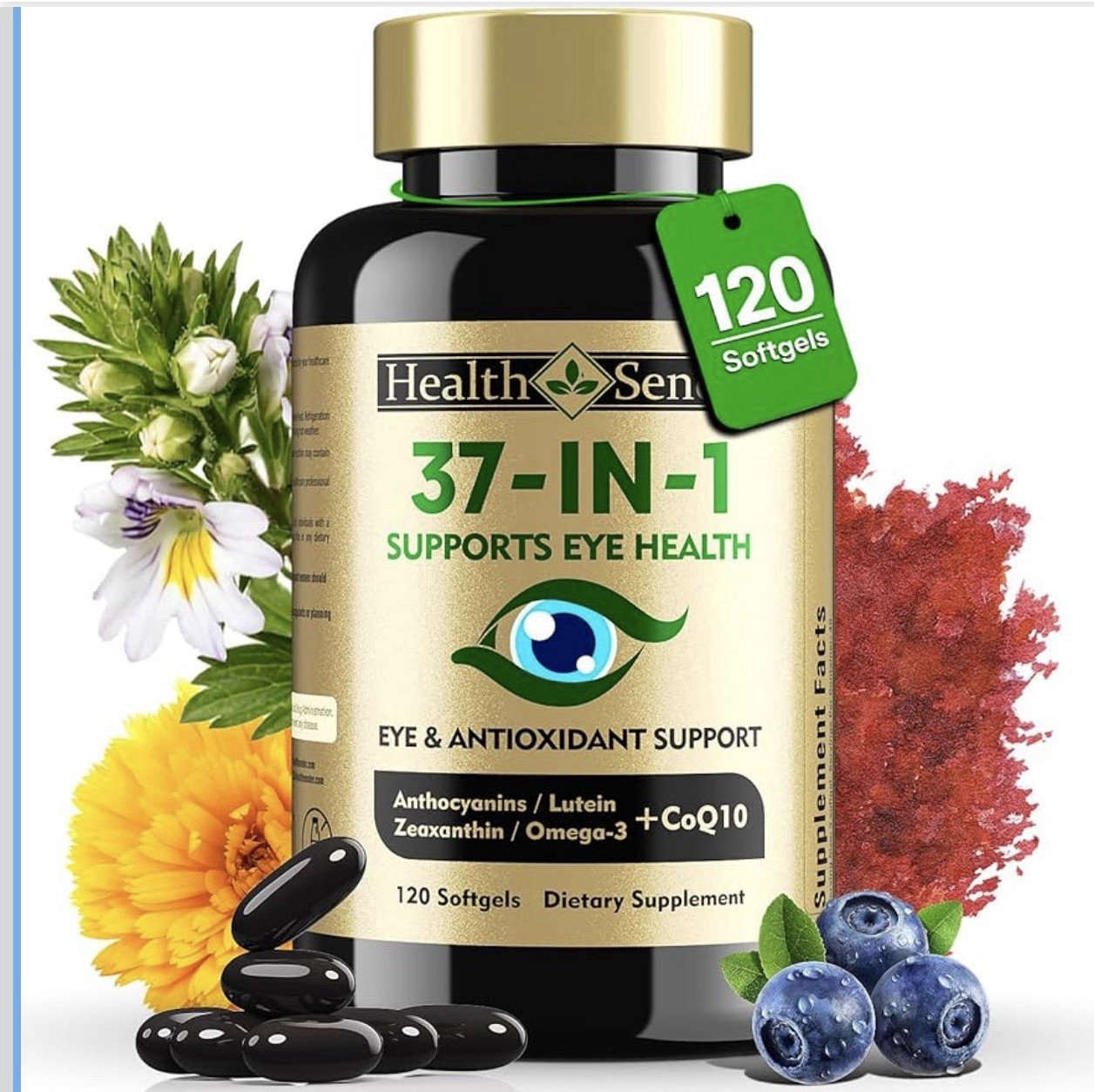 Health Sender 37-in-1 Eye & Vision Health + Antioxidant Support Softgels 120 Ct