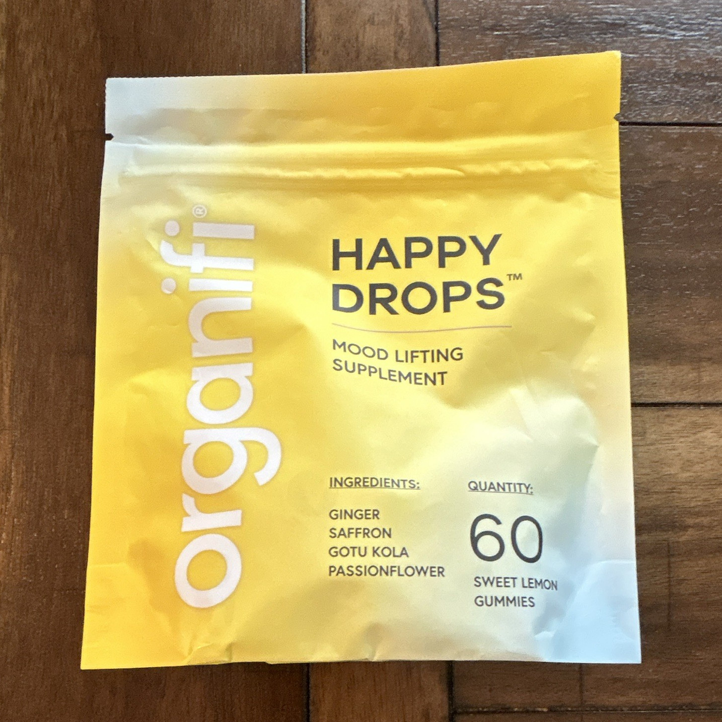 Organifi Happy Drops Mood Support Gummies Sweet Lemon 60 ct Vegan Gluten-Free