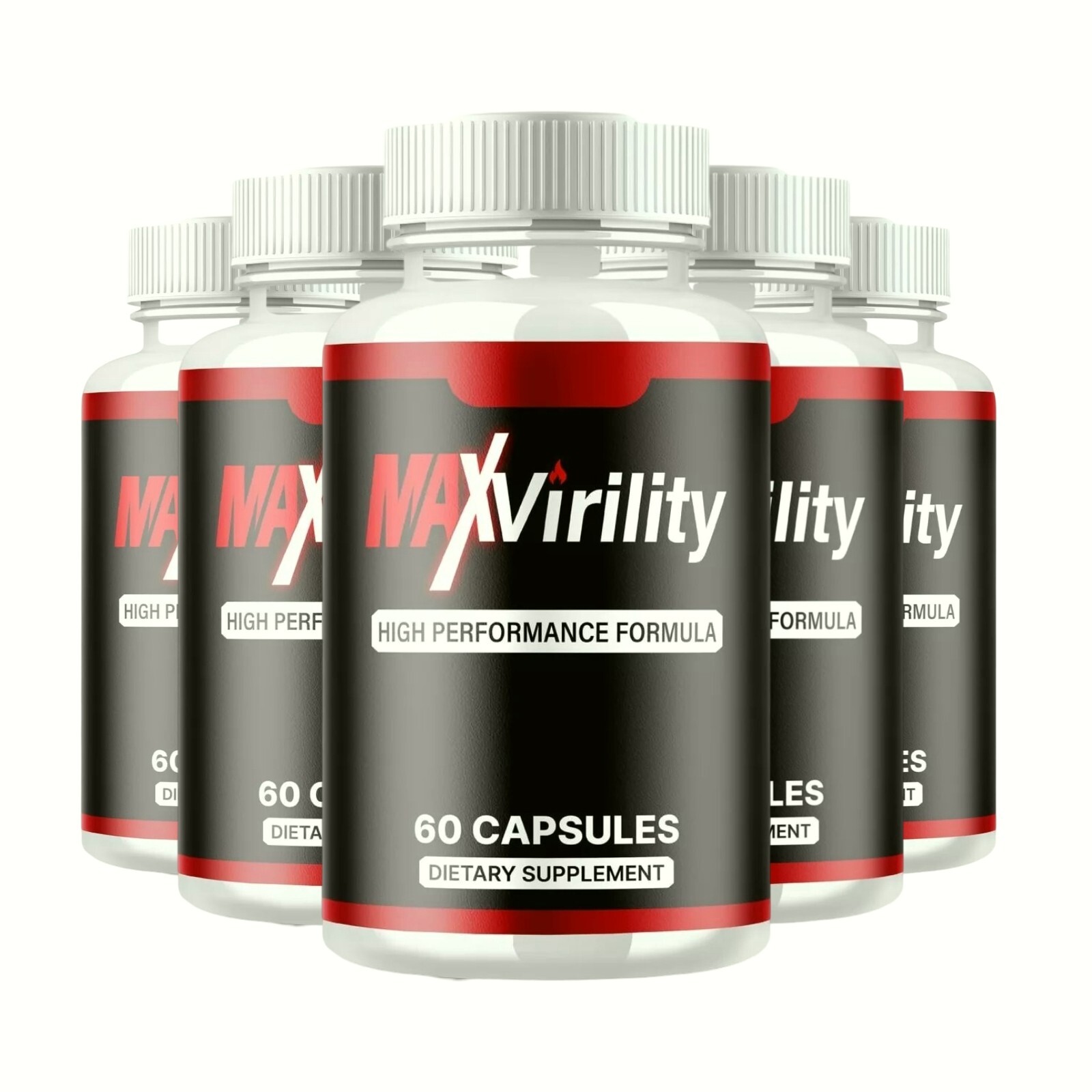 5-Pack Max Virility Male Health Support to Boost Stamina & Energy – 300 Capsules