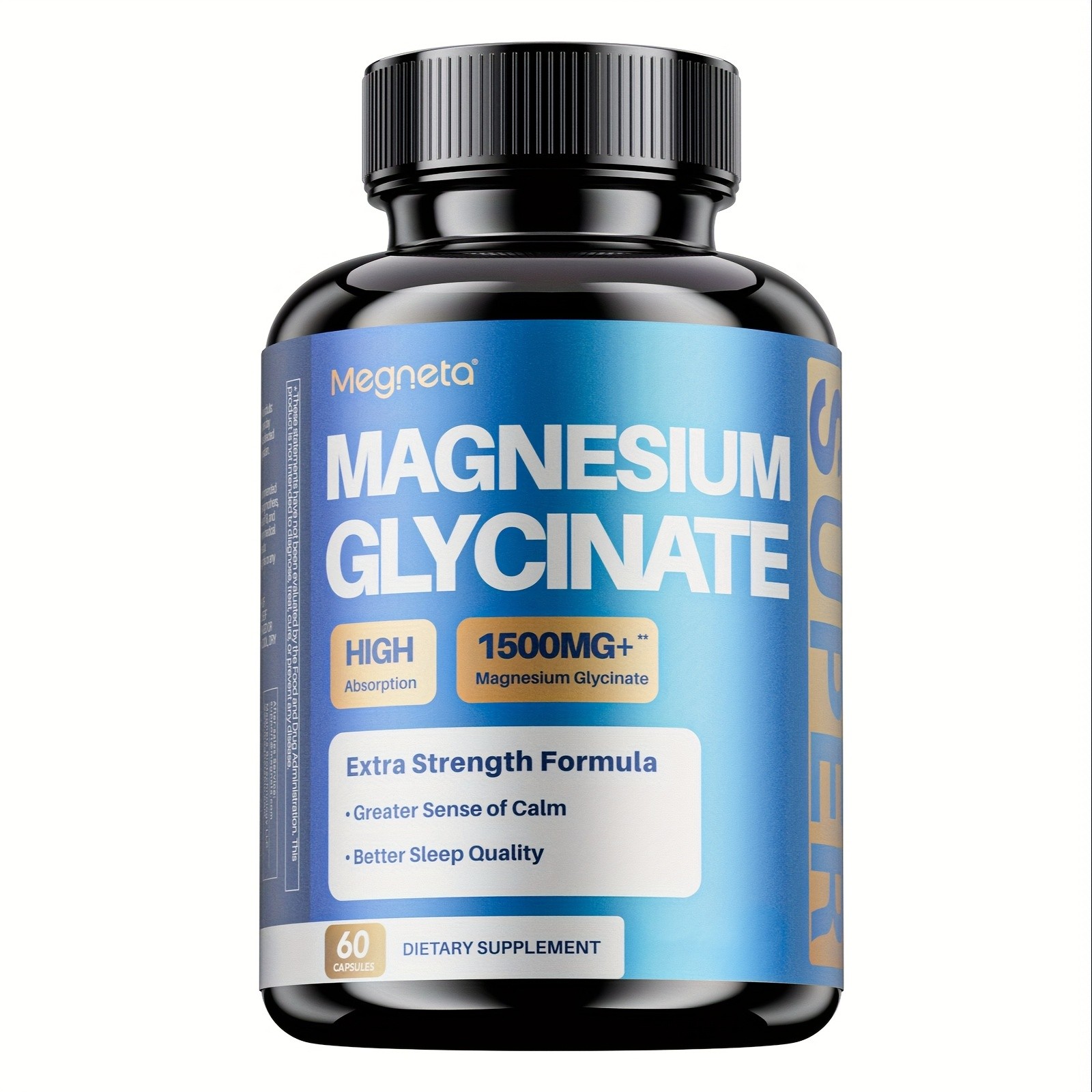 Megneta Magnesium Glycinate Capsules with B6 & D3, 60ct