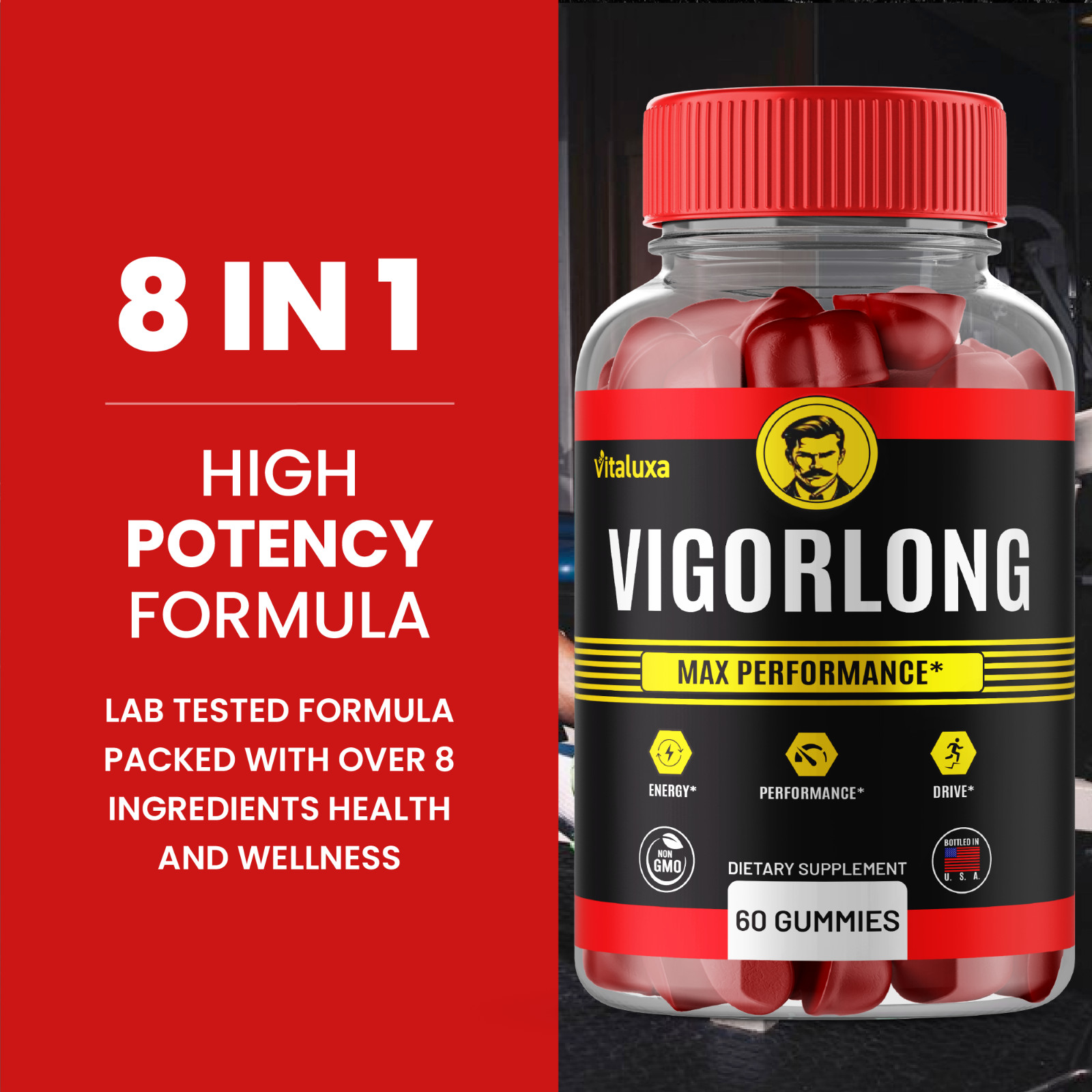 (5 Pack) VigorLong Male Gummies, Vigor Long Advanced Men Performance (300 ct)