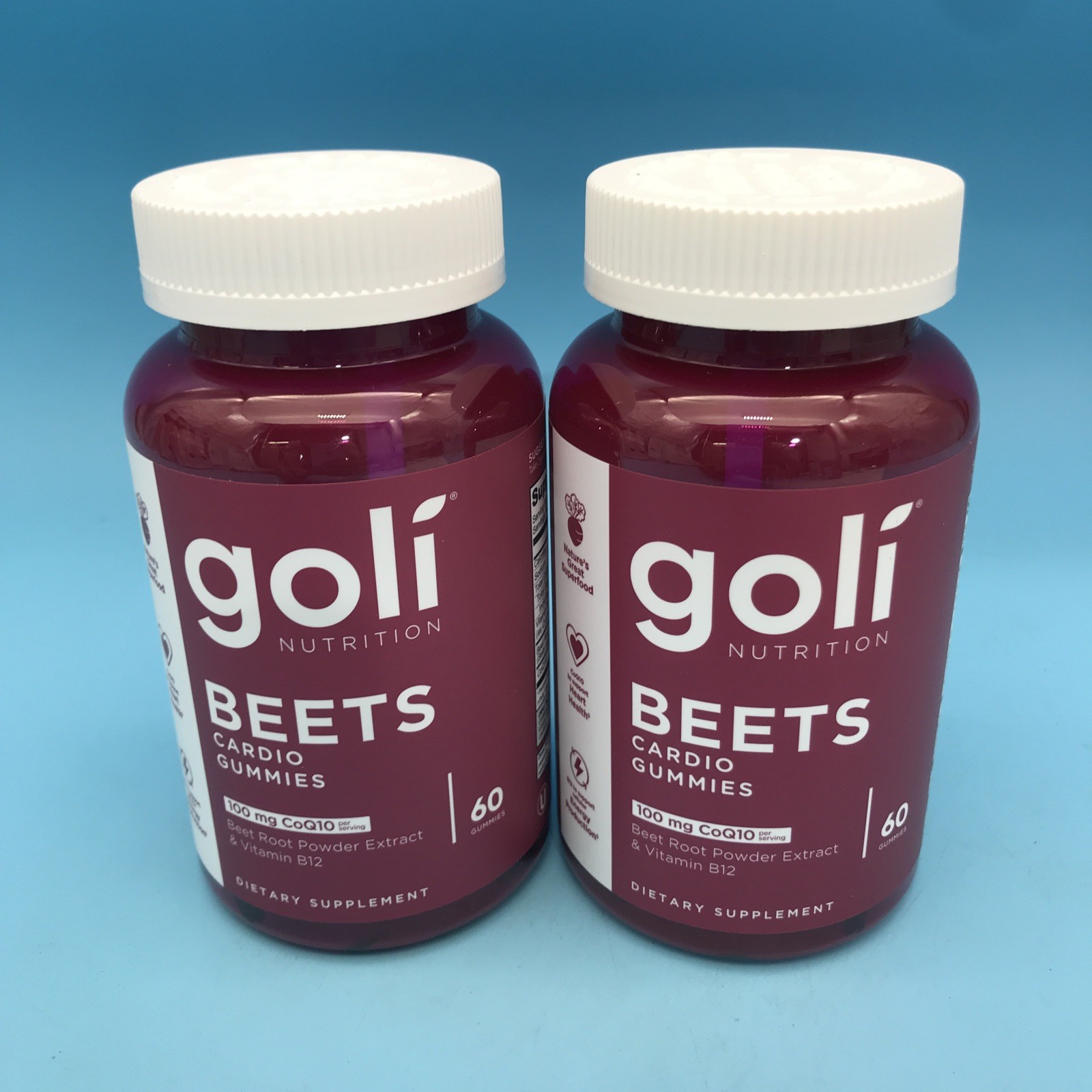 2 Pack Goli Nutrition Beets Cardio Gummies 100mg CoQ10 Exp 02/28