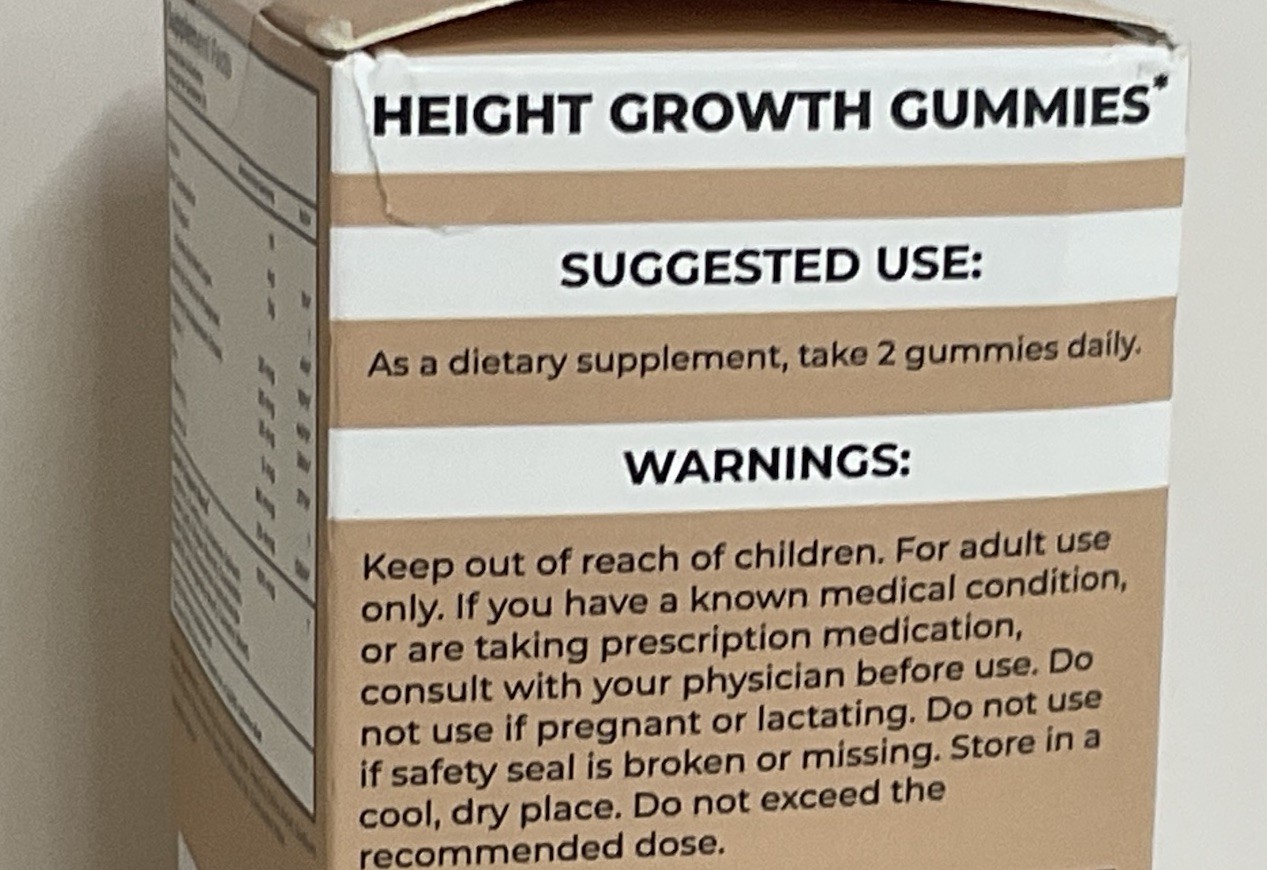 Wellanova Height Growth Vegan Gummies Watermelon Natural Ingredients 60 Pack