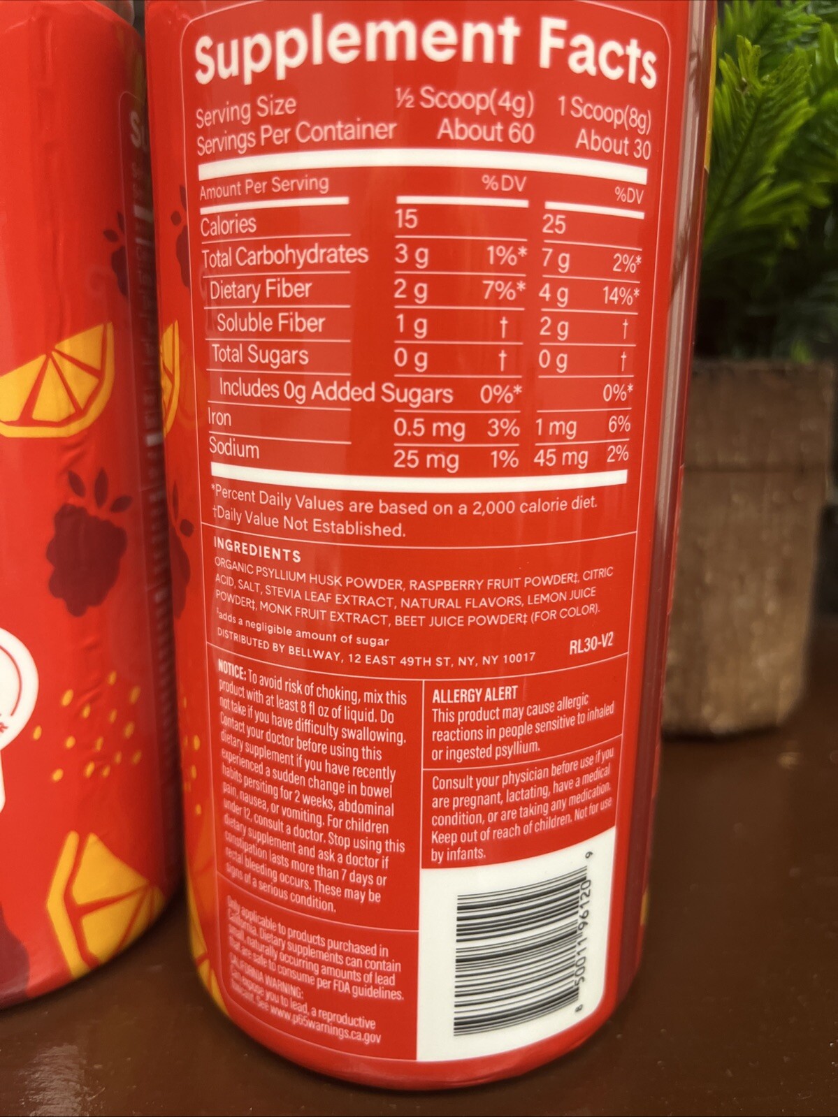 Lot 2 Bellway Raspberry Lemon Super Fiber + Fruit Psyllium 8.3 Oz – EXP 08/2026