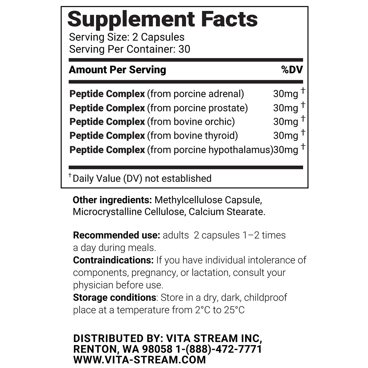 Vita Man – Natural Peptide Bioregulator Complex 30 & 60 Capsules – Free Shipping