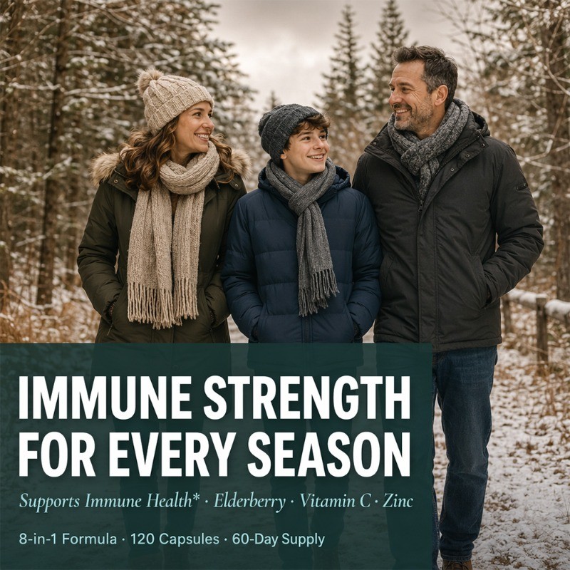 8-in-1 Elderberry Capsule, Herbal Blend Immune Wellness Supplement,120 Capsules