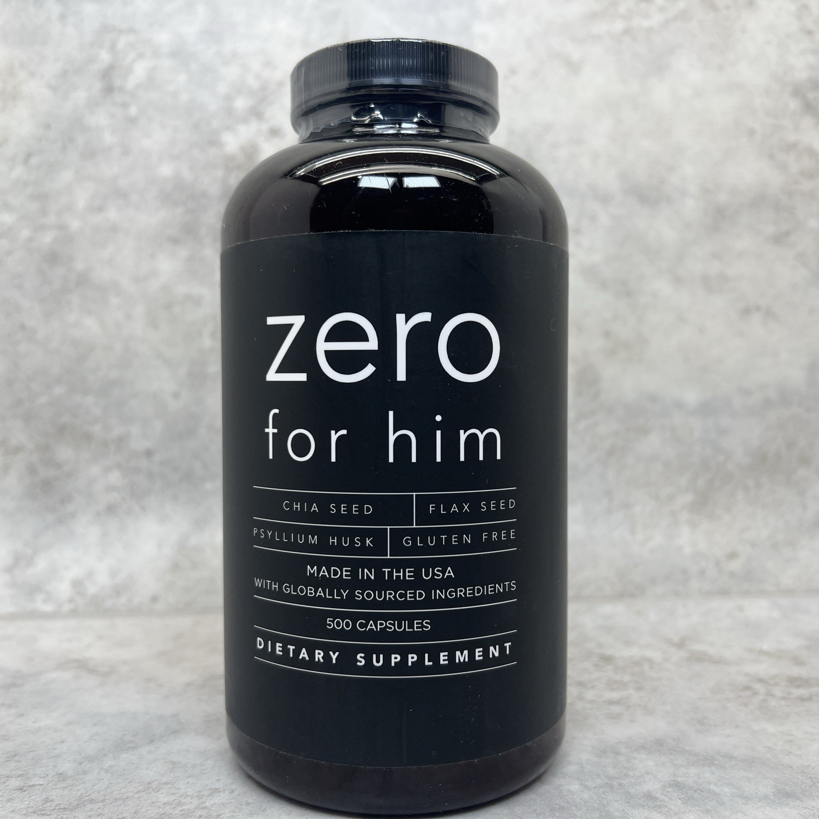 Zero for Him Chia & Flax Seed Supplement 500 count **NEW SEALED** Exp 7/2027