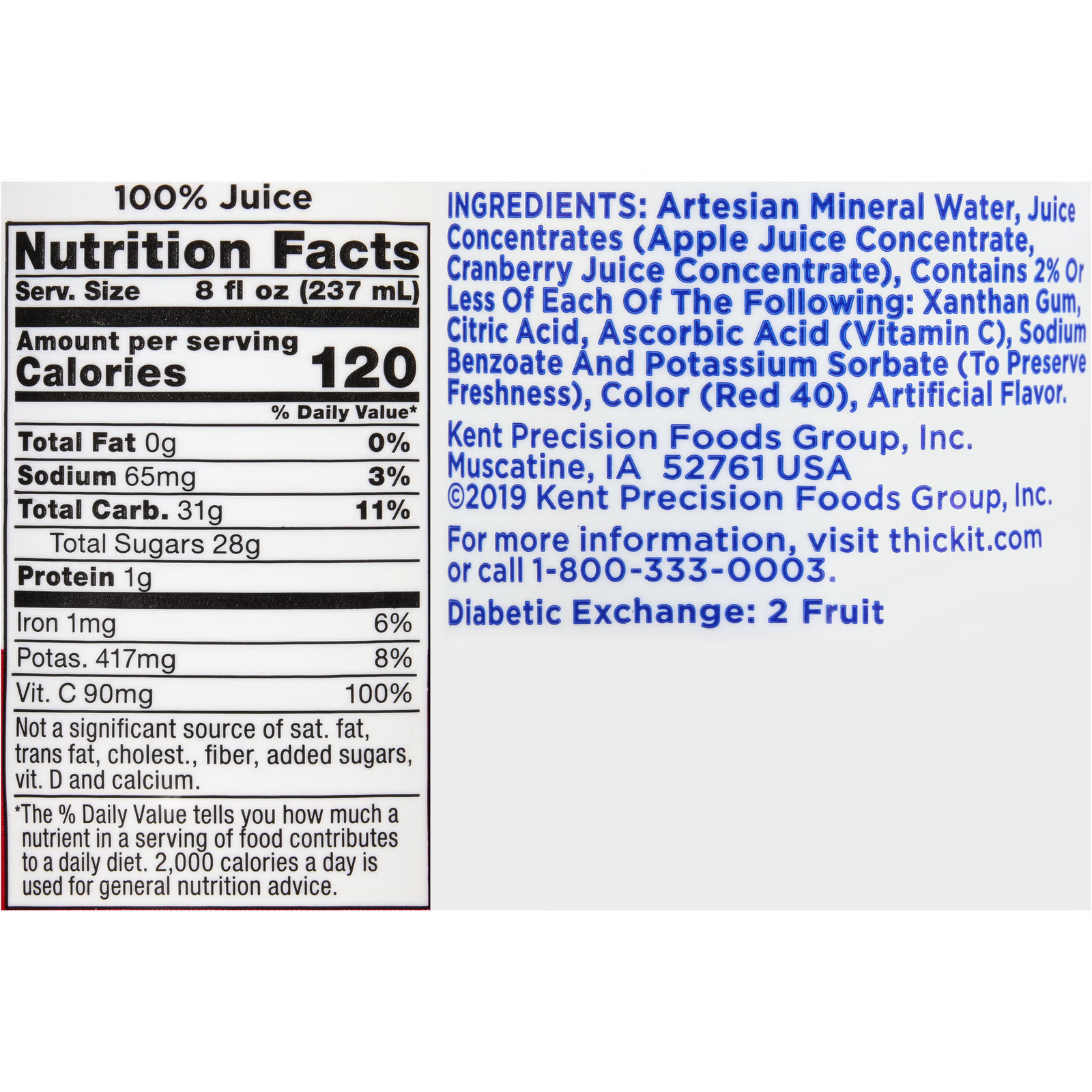 Thick-It Clear Advantage Thickened Beverage Cranberry 8 oz Bottle 24 Ct