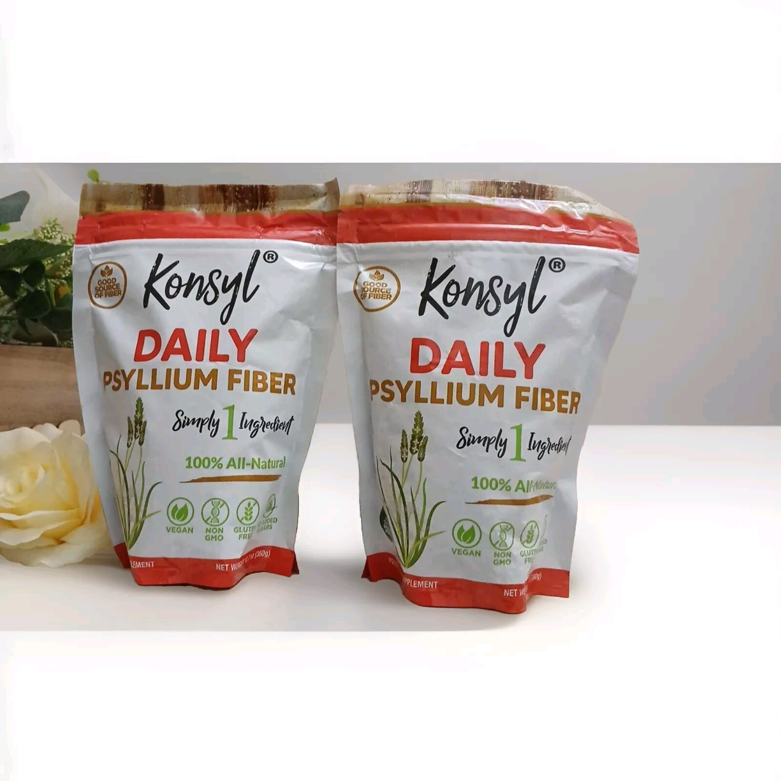 Konsyl Daily Psyllium Fiber 12.7oz/360g Gusset Bag Gluten Free , Ex:7/25 Pack 2