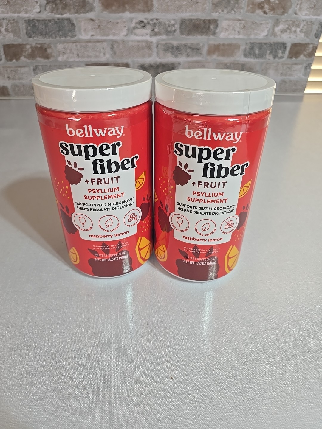 Bellway Super Fiber + Fruit Psyllium Husk Raspberry Lemon 36oz 18 x2