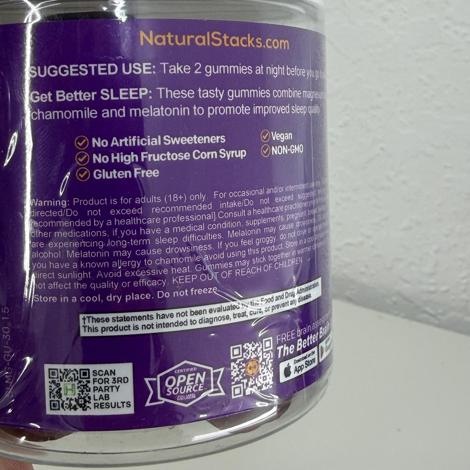 3pk Natural Stacks Magnesium Gummies Sleep 30ct Mixed Berry Vegan Exp 11/27
