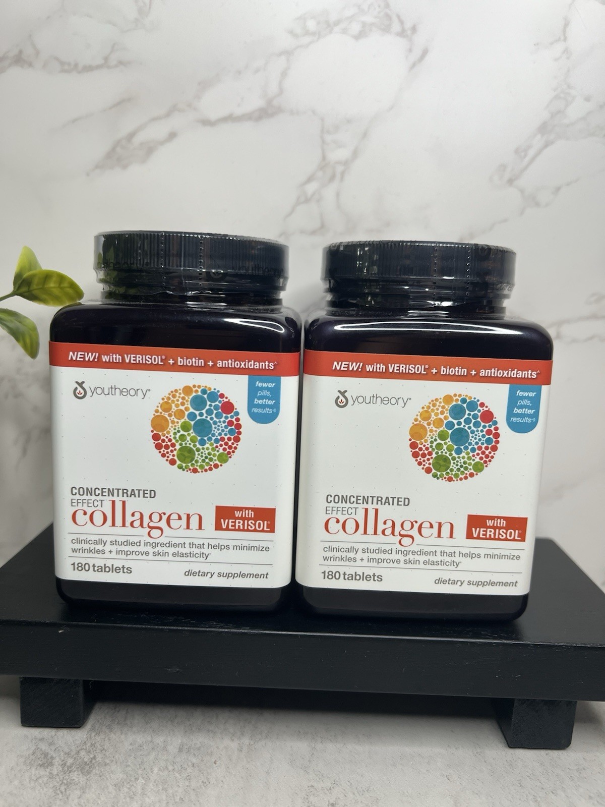 Youtheory VERISOL Collagen + Biotin + Vitamin C 180 Tabs Two Pack! Exp 08/2027