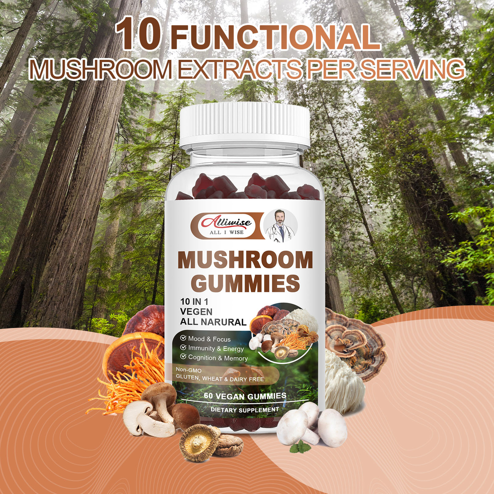 MUSHROOM STRONGEST ORGANIC CAPSULES LINGZHI LUCIDUM EXTRACT PILLS SPORES